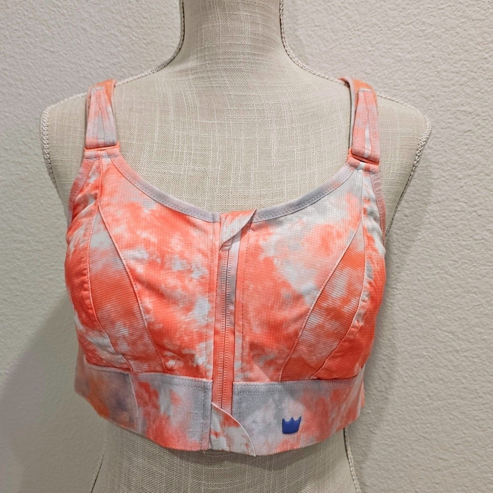 SheFit High Impact Org/Gry Sport Bra 2LUXE Adjustable, Front Zip, Pads & Washbag